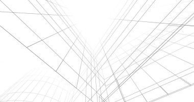 Mimari sanat konseptinde soyut çizgiler, minimum geometrik şekiller. 