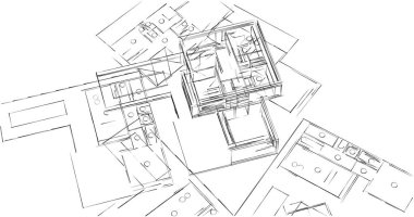 Mimari sanat konseptinde soyut çizgiler, minimum geometrik şekiller. 