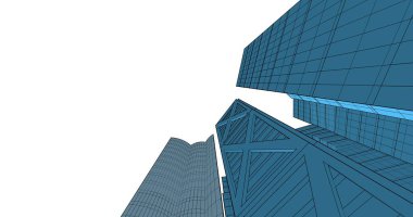 Arkaplanda mimari bina 3d illüstrasyon