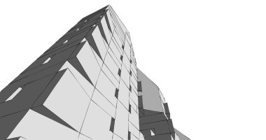 Arkaplanda mimari bina 3d illüstrasyon,