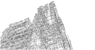 Mimari sanat konseptinde soyut çizgiler, minimum geometrik şekiller. 