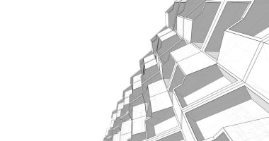 Mimari sanat konseptinde soyut çizgiler, minimum geometrik şekiller. 