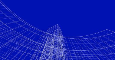 Arkaplanda mimari bina 3d illüstrasyon