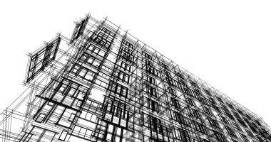 Mimari sanat konseptinde soyut çizgiler, minimum geometrik şekiller. 