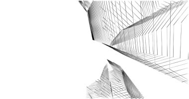 Mimari sanat konseptinde soyut çizgiler, minimum geometrik şekiller. 