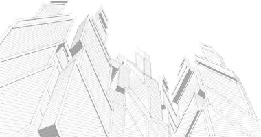 Mimari sanat konseptinde soyut çizgiler, minimum geometrik şekiller. 