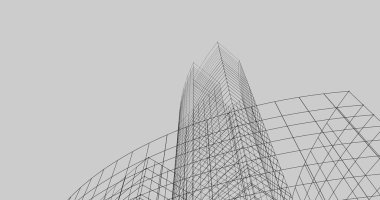 Mimari sanat konseptinde soyut çizgiler, minimum geometrik şekiller. 