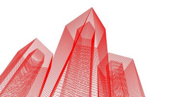 3d mimari duvar kağıdı tasarımı, dijital bina çizimi 