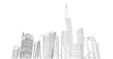 Arkaplanda mimari bina 3d illüstrasyon