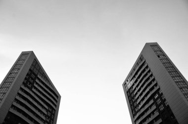 Bulanık şehir. Renkli soyut arkaplan