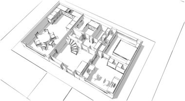 Arkaplanda mimari bina 3d illüstrasyon