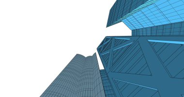 Arkaplanda mimari bina 3d illüstrasyon