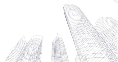 Arkaplanda mimari bina 3d illüstrasyon