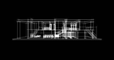 Arkaplanda mimari bina 3d illüstrasyon