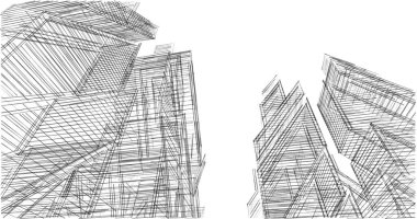 Mimari sanat konseptinde soyut çizgiler, minimum geometrik şekiller. 