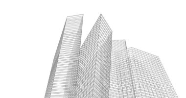 Arkaplanda mimari bina 3d illüstrasyon