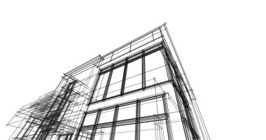 Mimari sanat konseptinde soyut çizgiler, minimum geometrik şekiller. 