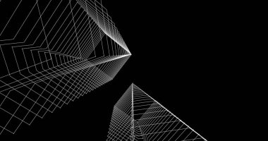 Mimari sanat konseptinde soyut çizgiler, minimum geometrik şekiller. 