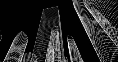 soyut mimari duvar kağıdı tasarımı, dijital konsept arkaplan