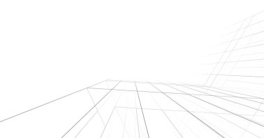 Arkaplanda mimari bina 3d illüstrasyon