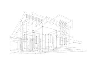Arkaplanda mimari bina 3d illüstrasyon