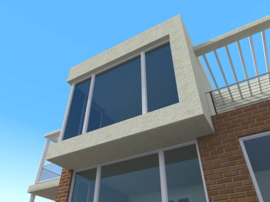 Arkaplanda mimari bina 3d illüstrasyon