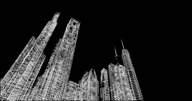 Mimari sanat konseptinde soyut çizgiler, minimum geometrik şekiller. 