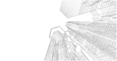 Arkaplanda mimari bina 3d illüstrasyon