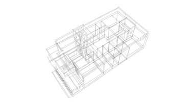 Arkaplanda mimari bina 3d illüstrasyon