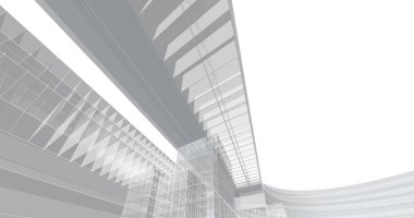 Arkaplanda mimari bina 3d illüstrasyon