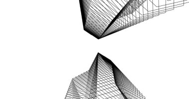 Mimari sanat konseptinde soyut çizgiler, minimum geometrik şekiller. 