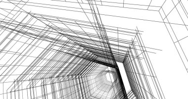 Arkaplanda mimari bina 3d illüstrasyon