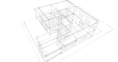 3d mimari duvar kağıdı tasarımı, dijital bina çizimi 