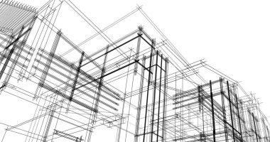 Mimari sanat konseptinde soyut çizgiler, minimum geometrik şekiller. 