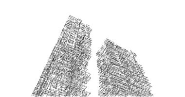 Mimari sanat konseptinde soyut çizgiler, minimum geometrik şekiller. 