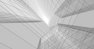 Arkaplanda mimari bina 3d illüstrasyon