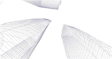 Arkaplanda mimari bina 3d illüstrasyon