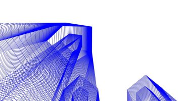 3d mimari duvar kağıdı tasarımı, dijital bina çizimi 