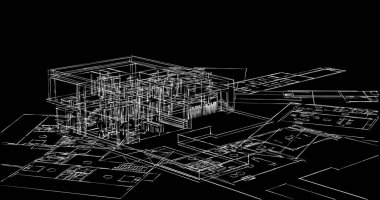Mimari sanat konseptinde soyut çizgiler, minimum geometrik şekiller. 