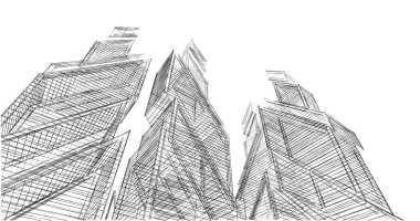 Mimari sanat konseptinde soyut çizgiler, minimum geometrik şekiller. 