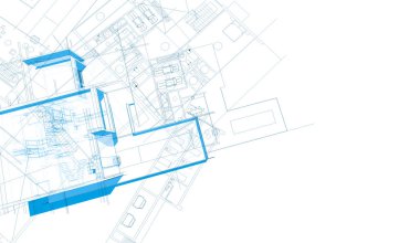 Mimari sanat konseptinde soyut çizgiler, minimum geometrik şekiller. 