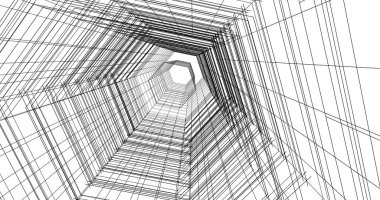 Arkaplanda mimari bina 3d illüstrasyon