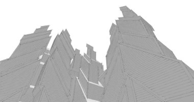 Mimari sanat konseptinde soyut çizgiler, minimum geometrik şekiller. 