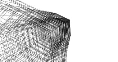 Arkaplanda mimari bina 3d illüstrasyon