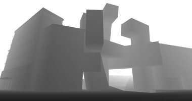 Mimari sanat konseptinde soyut çizgiler, minimum geometrik şekiller. 