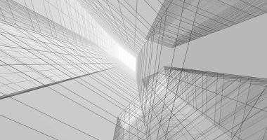 Arkaplanda mimari bina 3d illüstrasyon