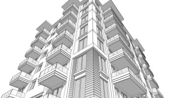 soyut mimari duvar kağıdı tasarımı, dijital konsept arkaplan