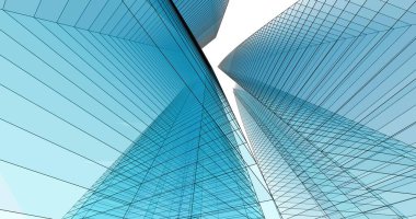 Arkaplanda mimari bina 3d illüstrasyon