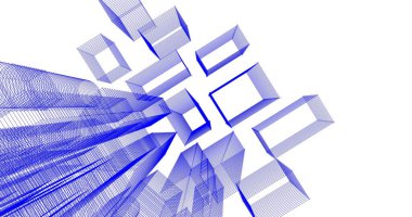 Arkaplanda mimari bina 3d illüstrasyon