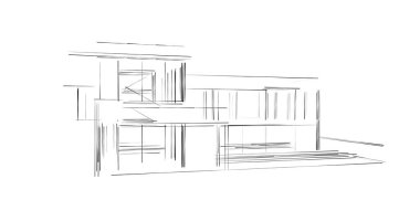 Mimari sanat konseptinde soyut çizgiler, minimum geometrik şekiller. 